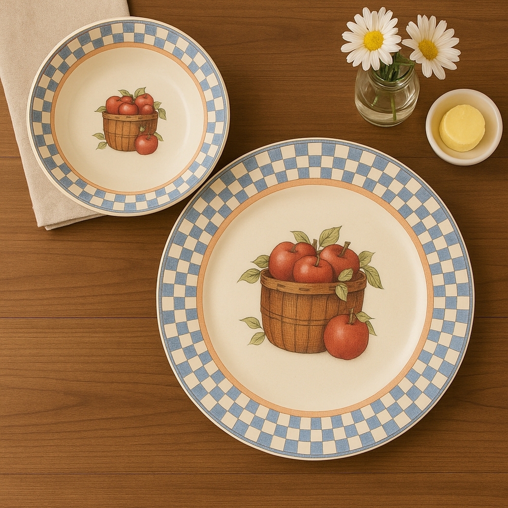 VTG Apple Basket Serving Bowl & Platter Susan Winget for International Tablework